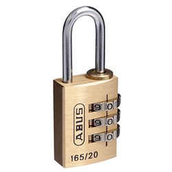 ABUS 165 Series 4 Wheel Combination Padlock 20mm Brass Body - 165/20