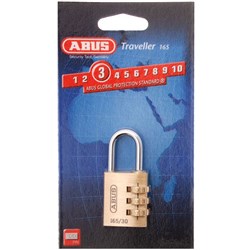 ABUS 165 Series 4 Wheel Combination Padlock 30mm Brass Body Display Pack - 165/30C