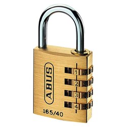 ABUS 165 Series 4 Wheel Combination Padlock 40mm Brass Body Display Pack - 165/40C