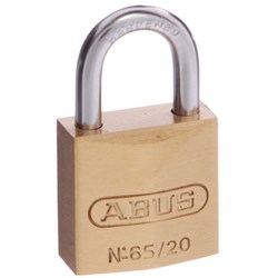 ABUS 65 Series Premium Padlock with 20mm Brass Body and 11.5mm Hardened Steel Shackle KD - 65/20