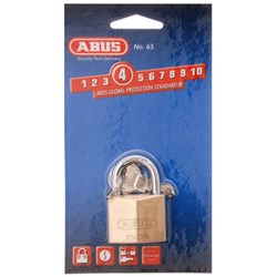 ABUS 65 Series Premium Padlock with 35mm Brass Body and 19mm Hardened Steel Shackle KD Display Pack - 65/35C