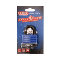 ABUS 70 Series Weather Sealed Padlock with 50mm Black Brass Body and 24mm Plastic Coated Stainless Steel Shackle KD Display Pack - 70IB50C