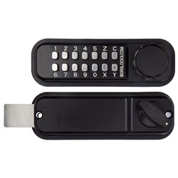 Borg Mechanical Digital Gate Lock for Horizontal Mount with Knob Easicode Pro and Holdback Marine Grade Black - BL2615MGPROECP