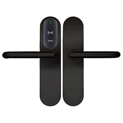 SALTO XS4 Original+ Escutcheon Mifare BLE 67mm Wide Body Z Handle Black Black Reader 37-43mm Door 7.6mm Spindle Indoor