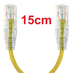 Neptune Cat6 Ultra-Thin Patch Lead, 15cm, Yellow
