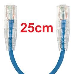 Neptune Cat6 Ultra-Thin Patch Lead, 25cm, Blue
