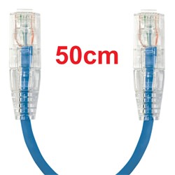 Neptune Cat6 Ultra-Thin Patch Lead, 50cm, Blue