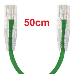 Neptune Cat6 Ultra-Thin Patch Lead, 50cm, Green