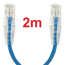 Neptune Cat6 Ultra-Thin Patch Lead, 2m, Blue