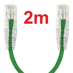 Neptune Cat6 Ultra-Thin Patch Lead, 2m, Green