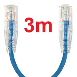 Neptune Cat6 Ultra-Thin Patch Lead, 3m, Blue
